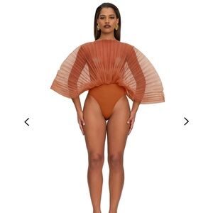 Andrea Iyamah SOMBRA BODYSUIT - RUST POMEGRANATE size Small NWT